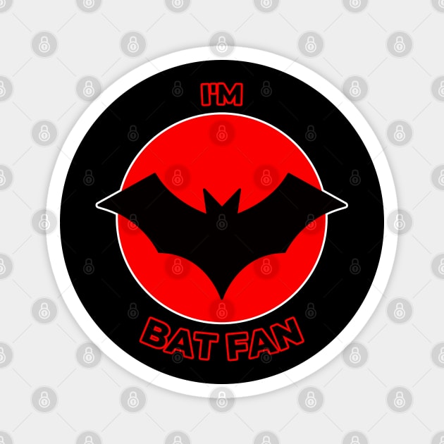 Bat Fan (Red and Black) Magnet by Daily Detour